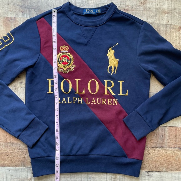 Polo Ralph Lauren Big Pony Crest Stripe Equestrian Sweatshirt Mens Small - Picture 7 of 7